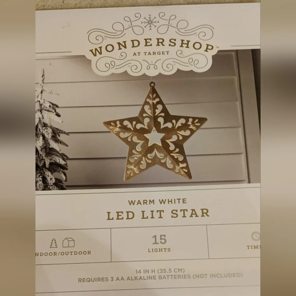 Target Wondershop Warm White Gold Glitter LED Lit Star ⭐✨